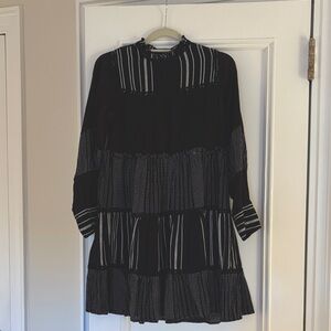 Zara Black and White Striped Dress Babydoll style
